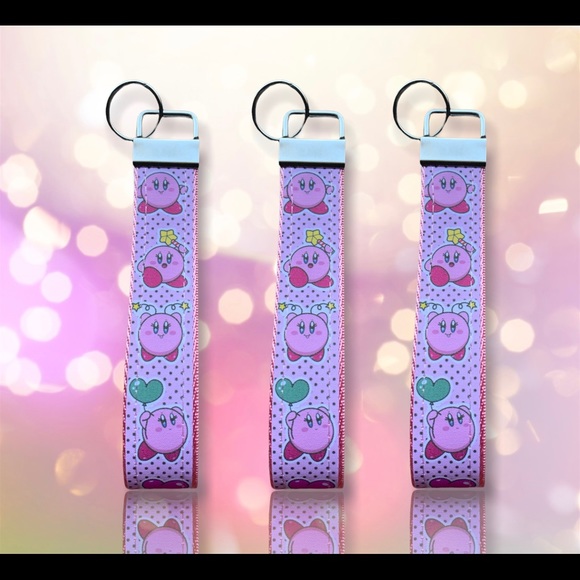 Cute Kirby theme wristlet, key fob - Picture 3 of 5